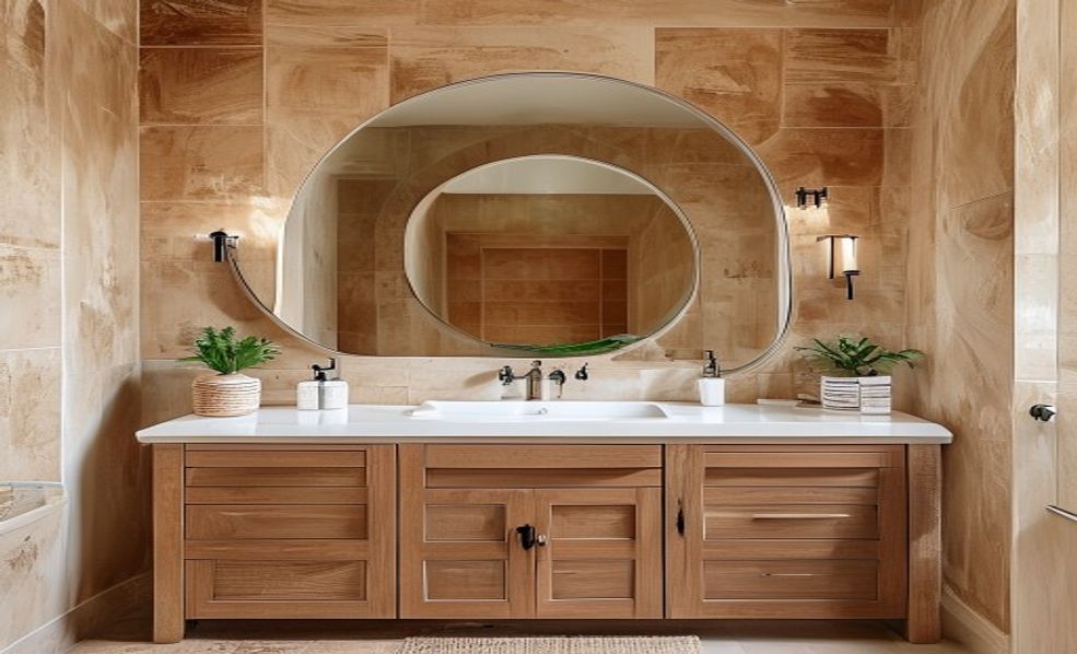 Terracotta oak Calgary bathroom design
